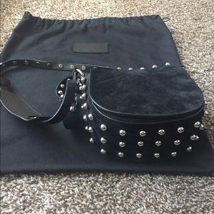 Alexander Wang Lia Suede Round Studded Saddle Bag